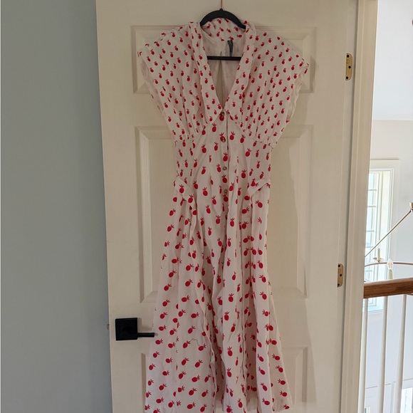 Anthropologie Dresses & Skirts - Anthropologie White Maxi Dress with Red Pineapple Print